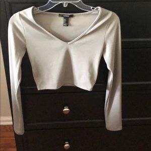 NWOT Olive Long-Sleeve Crop Top